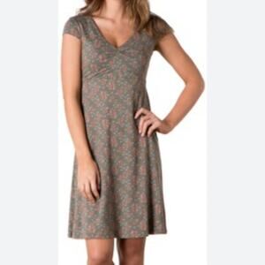 Toad&Co RoseMarie Dress V Neck Cap Sleeves A line Silhoutette Size XL